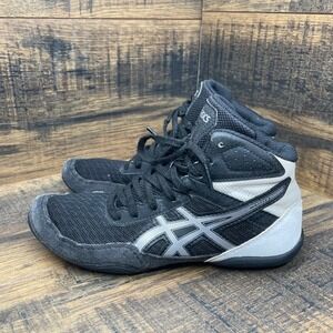 ASICS Youth Wrestling Shoes Black Gray Size 3.5 US High Top Lace Up
